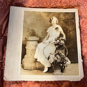 Undated Large Old Photograph of woman in spectacles Vintage